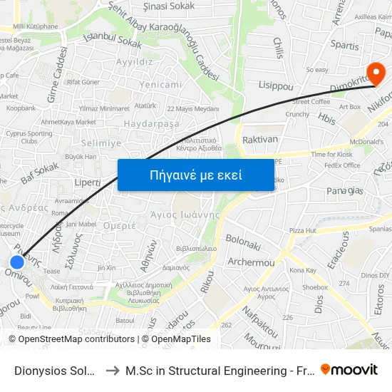 Dionysios Solomos Square to M.Sc in Structural Engineering - Frederick University Cyprus map