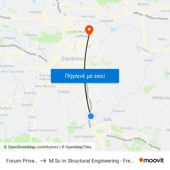 Forum Private School to M.Sc in Structural Engineering - Frederick University Cyprus map
