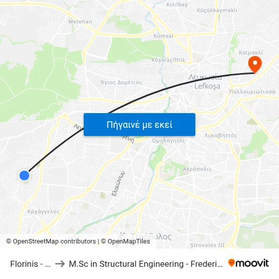 Florinis - Zidrou to M.Sc in Structural Engineering - Frederick University Cyprus map