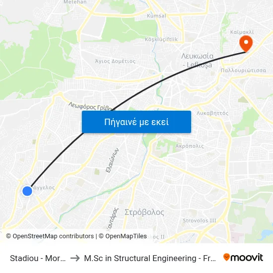 Stadiou - Morfou Avenue to M.Sc in Structural Engineering - Frederick University Cyprus map