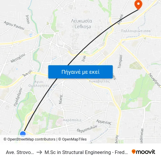Ave. Strovolou - Sek to M.Sc in Structural Engineering - Frederick University Cyprus map