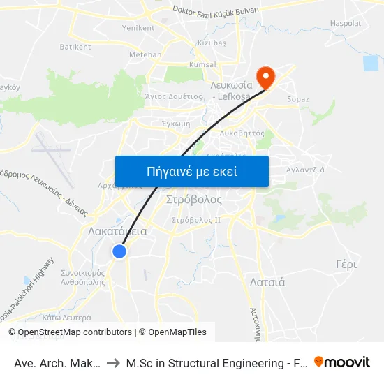 Ave. Arch. Makariou C - Dios to M.Sc in Structural Engineering - Frederick University Cyprus map
