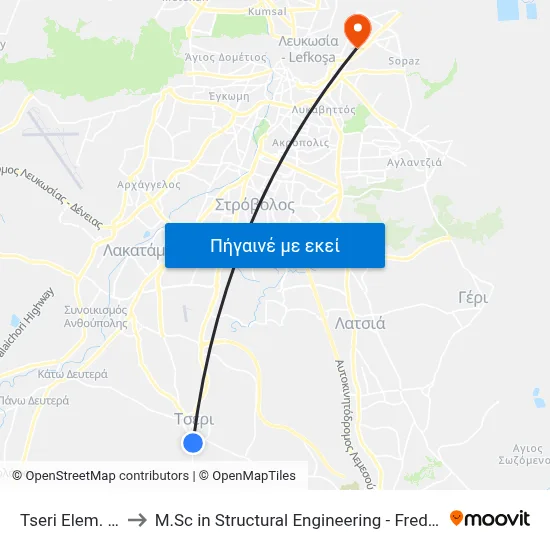 Tseri Elem. School B to M.Sc in Structural Engineering - Frederick University Cyprus map