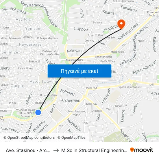 Ave. Stasinou - Arch. Makariou B Square to M.Sc in Structural Engineering - Frederick University Cyprus map