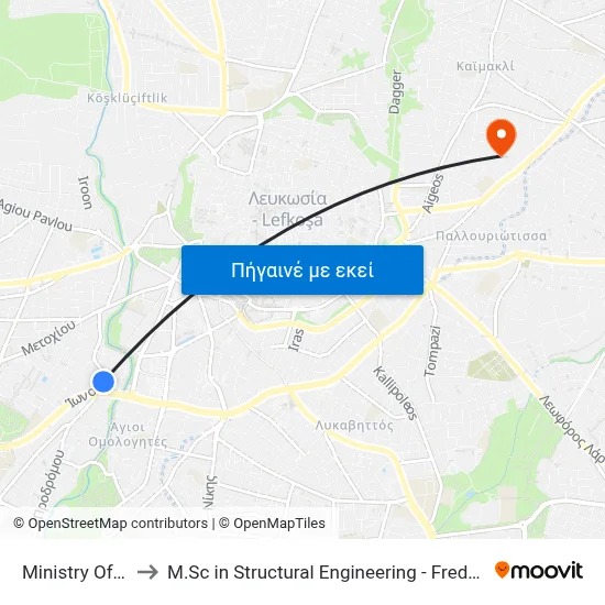 Ministry Of Defense to M.Sc in Structural Engineering - Frederick University Cyprus map