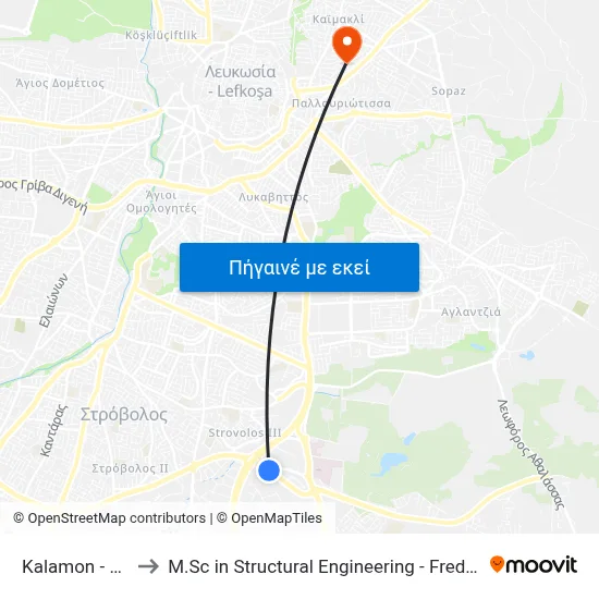 Kalamon - Meteoron to M.Sc in Structural Engineering - Frederick University Cyprus map
