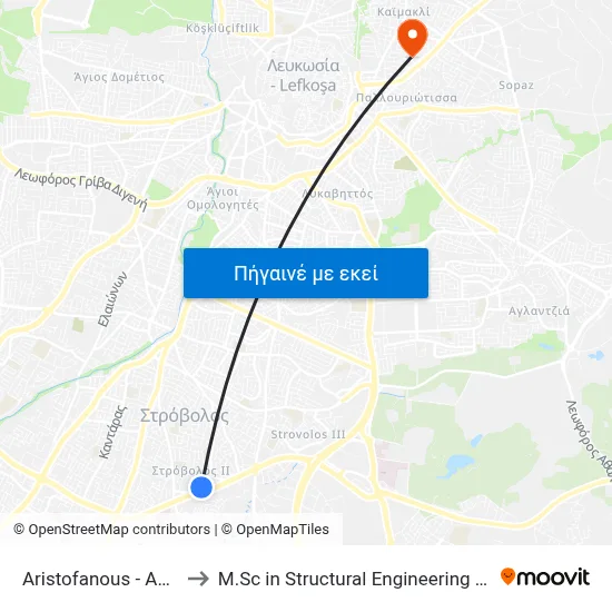 Aristofanous - Angelou Sikelianou to M.Sc in Structural Engineering - Frederick University Cyprus map