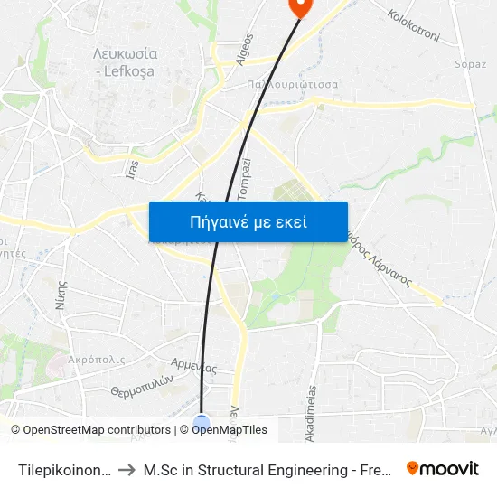 Tilepikoinonion - Cyta to M.Sc in Structural Engineering - Frederick University Cyprus map