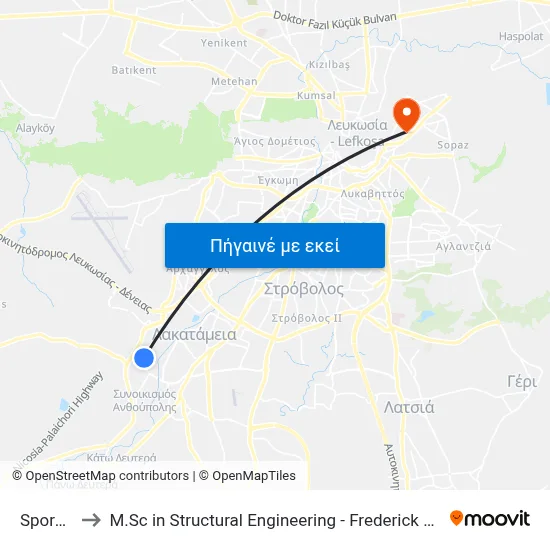 Sporadon to M.Sc in Structural Engineering - Frederick University Cyprus map