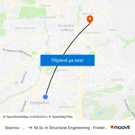 Stavrou - Aitolon to M.Sc in Structural Engineering - Frederick University Cyprus map