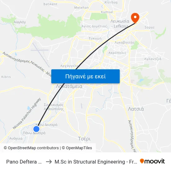 Pano Deftera Elem. School to M.Sc in Structural Engineering - Frederick University Cyprus map