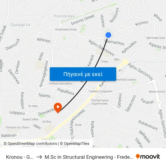 Kronou - Gortynias to M.Sc in Structural Engineering - Frederick University Cyprus map