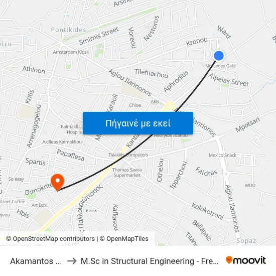Akamantos - Kantaras to M.Sc in Structural Engineering - Frederick University Cyprus map