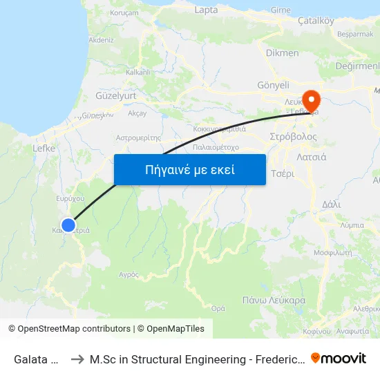 Galata Square to M.Sc in Structural Engineering - Frederick University Cyprus map