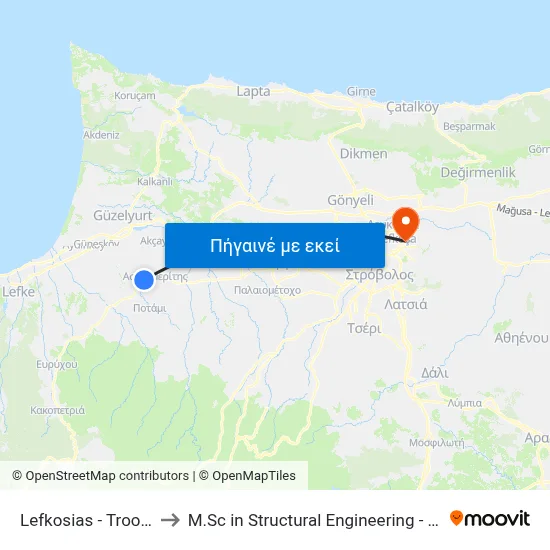 Lefkosias - Troodous - Sedigep to M.Sc in Structural Engineering - Frederick University Cyprus map