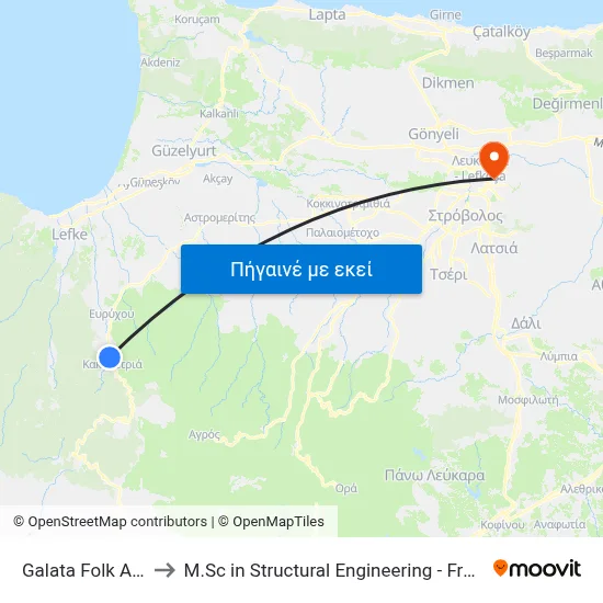 Galata Folk Art Museum to M.Sc in Structural Engineering - Frederick University Cyprus map