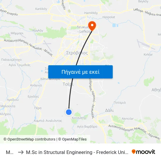 Marki to M.Sc in Structural Engineering - Frederick University Cyprus map