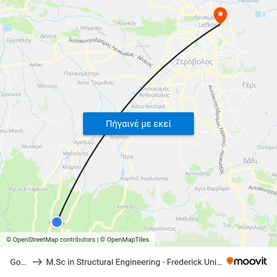 Gourri to M.Sc in Structural Engineering - Frederick University Cyprus map