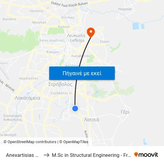 Anexartisias Avenue - Gsp to M.Sc in Structural Engineering - Frederick University Cyprus map