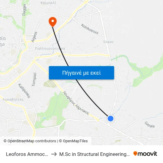 Leoforos Ammochostou - Larnakos to M.Sc in Structural Engineering - Frederick University Cyprus map