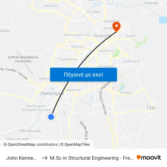 John Kennedy - Tseriou to M.Sc in Structural Engineering - Frederick University Cyprus map