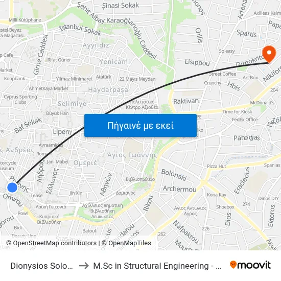 Dionysios Solomos Square A to M.Sc in Structural Engineering - Frederick University Cyprus map