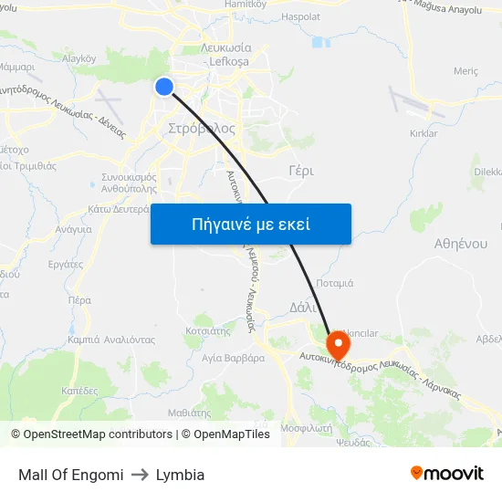 Mall Of Engomi to Lymbia map