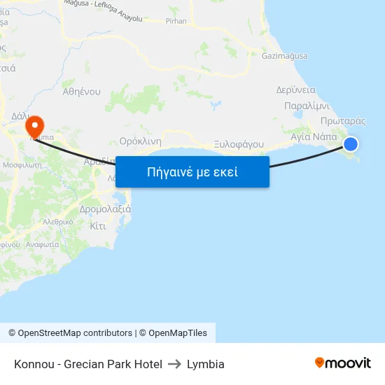 Konnou - Grecian Park Hotel to Lymbia map