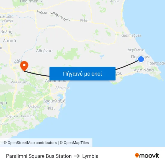 Paralimni Square Bus Station to Lymbia map