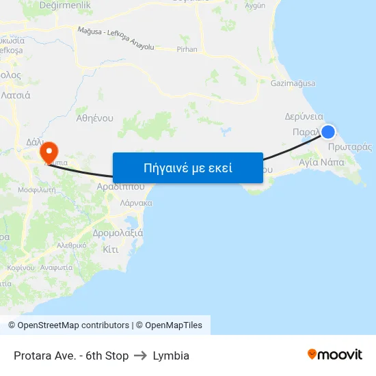 Protara Ave. - 6th Stop to Lymbia map