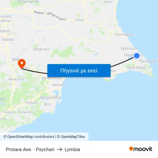 Protara Ave. - Psychari to Lymbia map