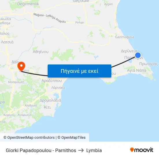 Giorki Papadopoulou - Parnithos to Lymbia map