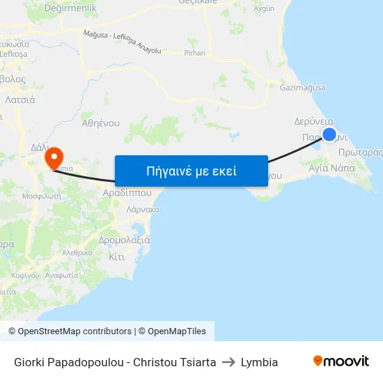 Giorki Papadopoulou - Christou Tsiarta to Lymbia map