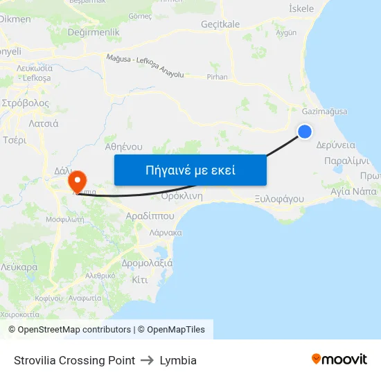 Strovilia Crossing Point to Lymbia map