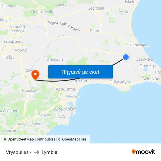 Vrysoulles - to Lymbia map