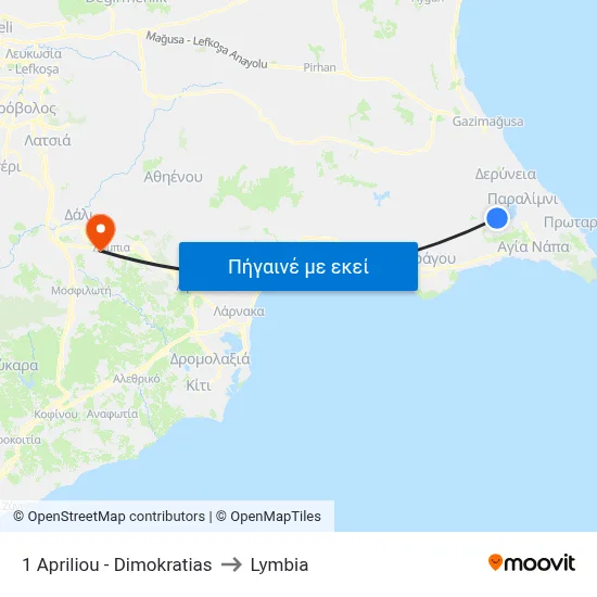 1 Apriliou - Dimokratias to Lymbia map
