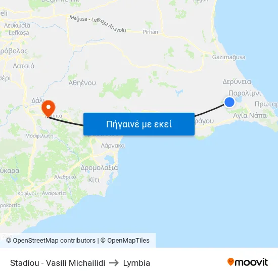 Stadiou - Vasili Michailidi to Lymbia map