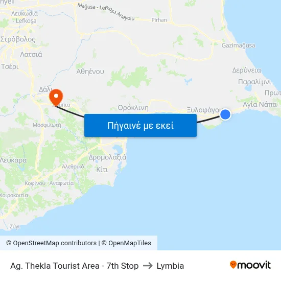 Ag. Thekla Tourist Area - 7th Stop to Lymbia map