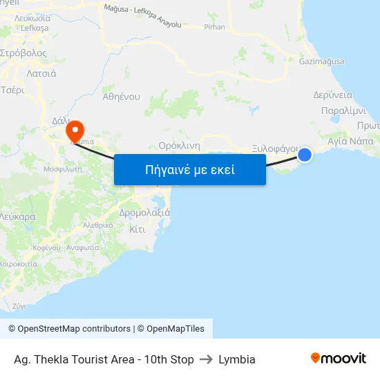 Ag. Thekla Tourist Area - 10th Stop to Lymbia map