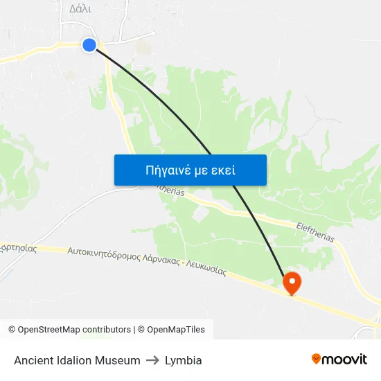 Ancient Idalion Museum to Lymbia map