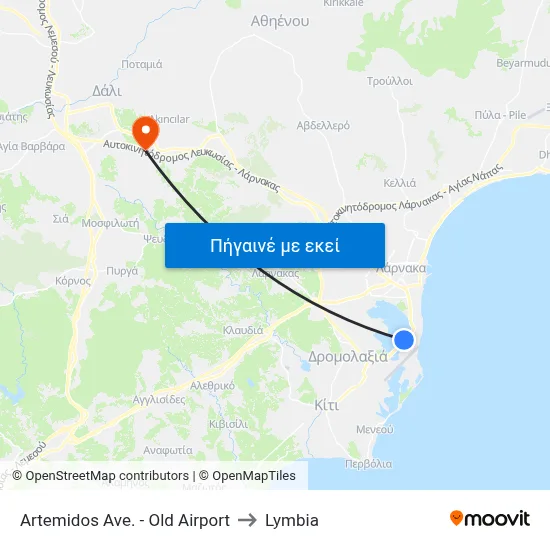 Artemidos Ave. - Old Airport to Lymbia map