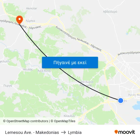 Lemesou Ave. - Makedonias to Lymbia map
