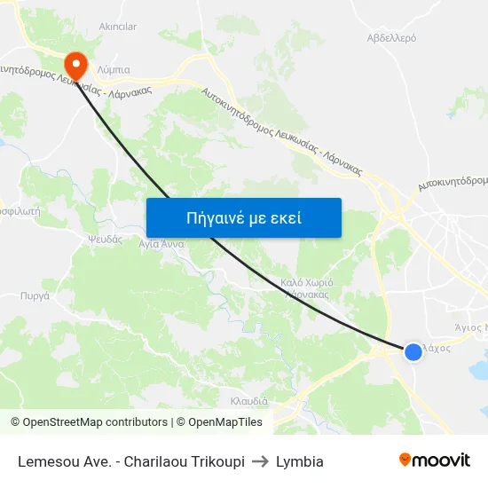 Lemesou Ave. - Charilaou Trikoupi to Lymbia map