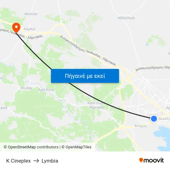 K Cineplex to Lymbia map