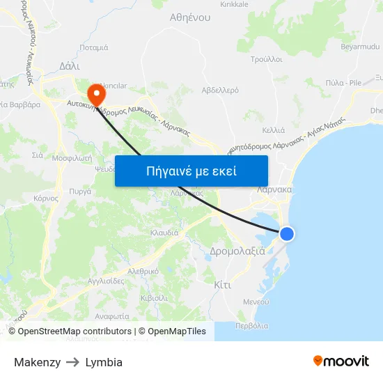 Makenzy to Lymbia map