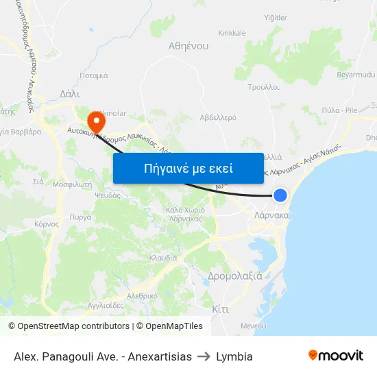 Alex. Panagouli Ave. - Anexartisias to Lymbia map