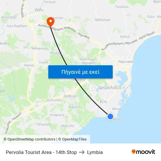 Pervolia Tourist Area - 14th Stop to Lymbia map
