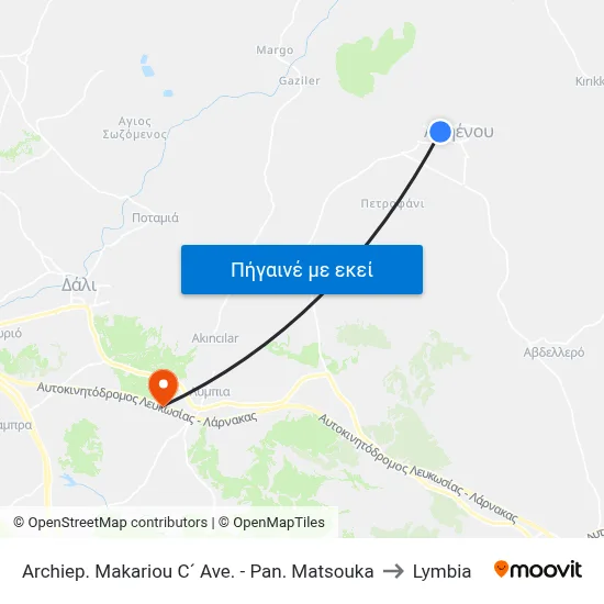 Archiep. Makariou C´ Ave. - Pan. Matsouka to Lymbia map