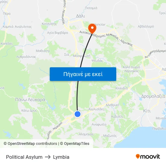 Political Asylum to Lymbia map