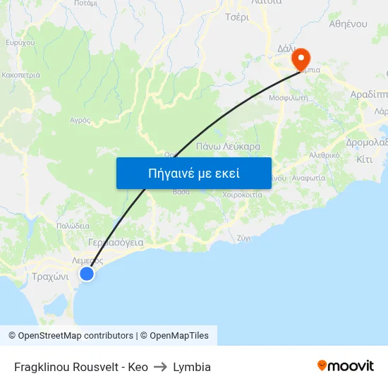 Fragklinou Rousvelt - Keo to Lymbia map